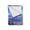 thumbnail image 2 of Winter Soft Flannel Fleece Throw Blanket, Surreal Cold Season Scenery High Mountain Peaks and Snowy Coniferous Pine Trees, Cozy Plush for Indoor and Outdoor Use, 50" x 70", Blue White, by Ambesonne, 2 of 6