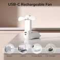 thumbnail image 3 of Mini ventilador de mano, ventilador de mano 3 en 1, ventilador portátil de bolsillo pequeño recargable USB, ventilador con batería [14-21 horas de trabajo] con banco de energía, linterna Feliz Sencillez, 3 of 5