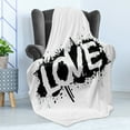thumbnail image 4 of Urban Graffiti Soft Flannel Fleece Blanket, Ink Splattered Backdrop Love Message Stained Stencil Sprayed Graffiti, Cozy Plush for Indoor and Outdoor Use, 60" x 80", Black and White, by Ambesonne, 4 of 5