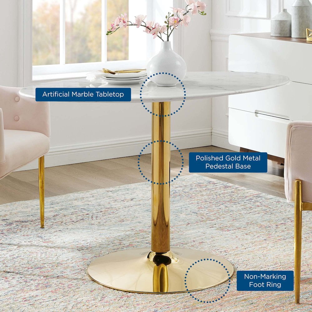 Modway Verne 48" Oval Artificial Marble Dining Table