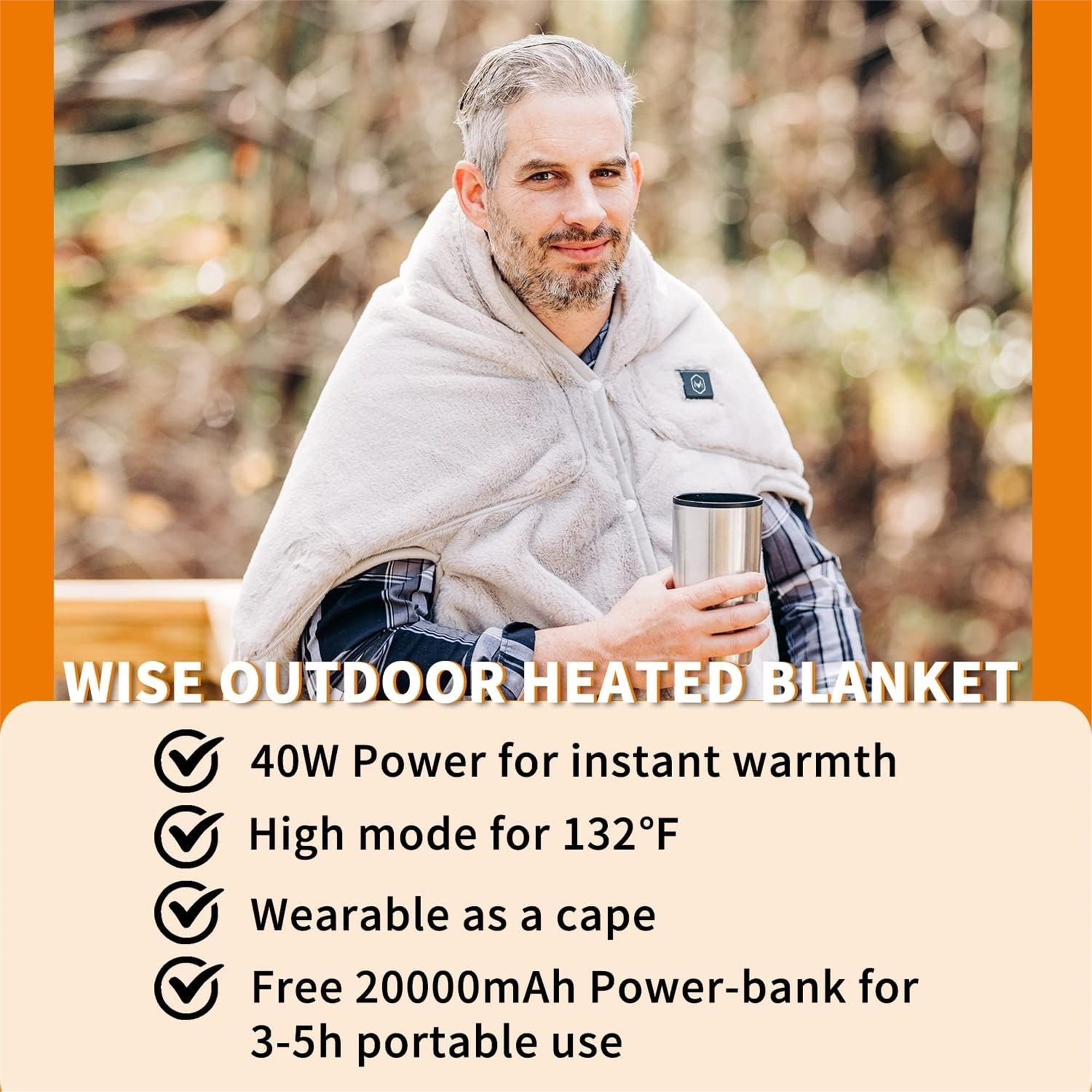 Qomotop 3 in 1 Portable Heated Blanket Battery Powered Cordless Throw Pillow Camping Essential Cape Walmart