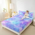 thumbnail image 4 of Feelyou Purple Blue Sky Twin Sheet Sets, Dreamy Stars Teen Kid Bedding, 3pcs, 4 of 7