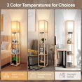 thumbnail image 2 of Floor Lamp with Shelves LED Modern Shelf Floor Lamp with USB Ports & Power Outlet Color Temperature Storage Display Wood Column Standing Tall Lamp for Living Room Bedroom Off, 2 of 7