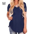 thumbnail image 1 of Sonducket Camiseta de mujer con cuello en V Blusa casual Color sólido con cuello en V Top de manga corta Prendas para la parte del cuerpo Azul marino M Sonducket AP003157-26, 1 of 6