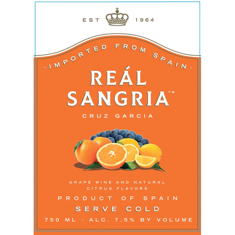 Real Sangria Cruz Garcia Red, Spain, 750 ml Glass Bottle, 7.5% ABV