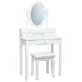 thumbnail image 1 of Patiojoy Ensemble de Coiffeuse Miroir Commode de Maquillage Éclairée avec Tiroirs Blanc, 1 of 7