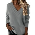 thumbnail image 2 of JNGSA Women V Neck Sweatshirts Casual Long Sleeve Oversized Pullover Sweatshirt Loose Comfy Tops, 2 of 3