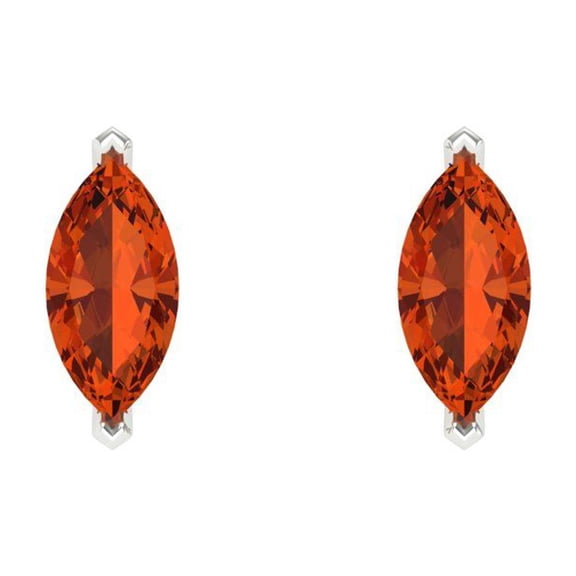 1 ct Push-Back Stud Earrings for Women | 8x4mm Marquise Cut Simulated Red Diamond | 18K White Gold