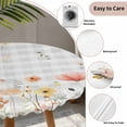 thumbnail image 6 of Botanical Wildflowers Fitted Tablecloth with Elastic Edged, Round Table Cloth for Dining Table, Spring Farmhouse Floral Grey Plaid Waterproof Oil Proof Table Cover for Indoor Outdoor 55"-60", 6 of 8