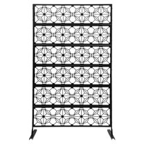 Outdoor Indoor Metal Privacy Screen Panels Divider Freestanding Mount,Black,Screw-In Installation,44.49X19.68X71.26in