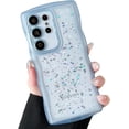 thumbnail image 2 of for Galaxy S23 Ultra Case 6.8",Curly Wavy Anti-Slip Grip Design Bling Cute Transparent Glitter Star Shiny Case Clear Sparkly Bumper Protection Soft Phone Cover Case for Women Girls,Blue, 2 of 10