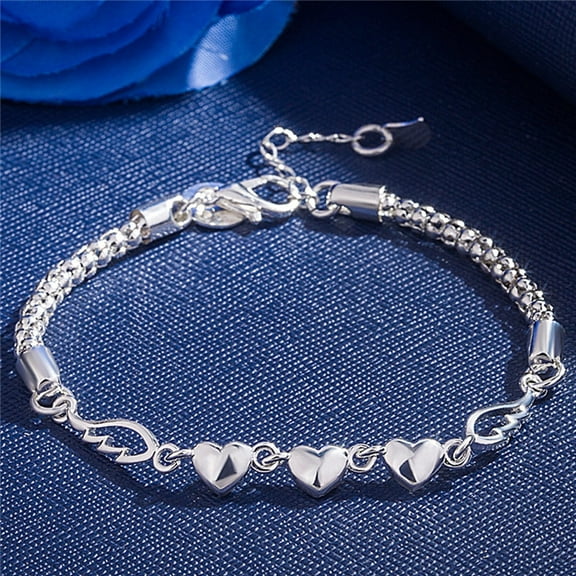 Clearance Women's 925 Sterling Silver Charm Love Heart Wings Bracelet Cuff Bangle Jewelry,1PC