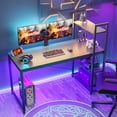 thumbnail image 4 of Bestier 55 inch Gaming Computer Desk with 4-Tier Shelves Craft Table Writing Study Table, Carbon Fiber, 4 of 9
