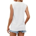 thumbnail image 5 of Hibeli Women's Eyelet V-Neck Buttoned Sleeveless Solid Color Tank Top, 5 of 7