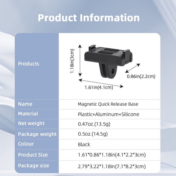 Adaptador magnético de dos garras Puerto universal de rosca 1/4 para DJI Osmo Action 3/4