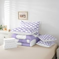thumbnail image 6 of Homewish Geometric Plaid Grid Bedding Comforter Set 7pcs for Kids Teens,Purple White Queen Bedding Sets Super Cozy,Mid Century Queen Sheet Sets,Breathable Home Decor,Reversible, 6 of 8