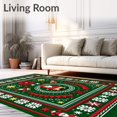 thumbnail image 2 of ODIKA 4'x6' Machine Washable Non-Slip Area Rug, Nordic Gnome Motif Holiday with Festive Stars and Snowflake Accents High Traffic Rug, Green, 736248, 2 of 7