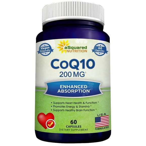 Suplemento de coenzima Q10 de Squared Nutrition, 200 mg, 60 cápsulas, vegano