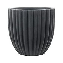 Ecobo 15.7" Tall, Eco-Friendly Round Planter Indoor/Outdoor use, Durable, Versatile & Lightweight, Designed by Brazilian Artisans, Contemporary All-Weather Design –Dark Gray