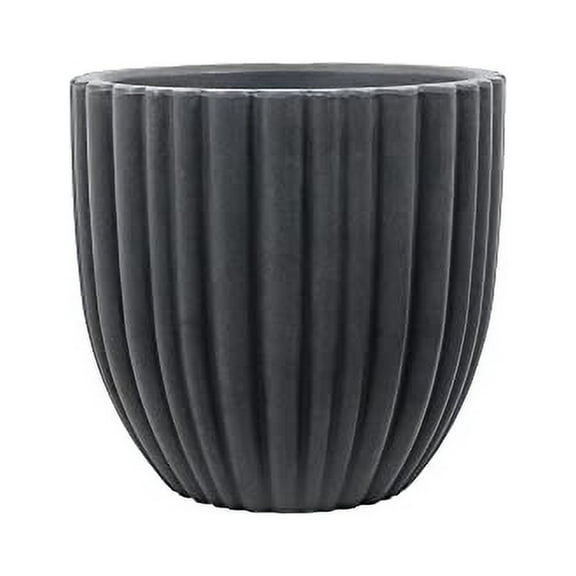 Ecobo 15.7" Tall, Eco-Friendly Round Planter Indoor/Outdoor use, Durable, Versatile & Lightweight, Designed by Brazilian Artisans, Contemporary All-Weather Design –Dark Gray