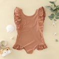 thumbnail image 2 of Baby Swimsuit Girl 18-24 Months Sleeveless Summer Solid Colour Ruffles Bikini Fashion Comfortable Seaside Swimming Trendy Red Bathing Suit Sizes 18-24 Months, 2 of 4