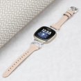 thumbnail image 4 of REQO Compatible with Fitbit Sense 2/Fitbit Versa 4 3 Bands for Women Men, Soft Genuine Leather Band Slim Strap Replacement Accessory Wristband + Metal rhinestone Adapter, 4 of 6