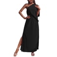 thumbnail image 2 of Sunloudy - Vestido de noche largo de verano para mujer, color sólido, sin espalda, con abertura alta, un hombro Sunloudy  S M L XL, 2 of 9