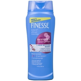 Finesse Restore + Strengthen Moisturizing & Shine Enhancing 2 in 1 Shampoo Plus Conditioner with Camellia Oil, 13 fl oz