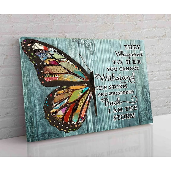 Canvas Wall Art She Whispered Back I Am The Storm Butterfly Poster Artwork Painting for Modern Living Room Office Decor Unframed Ready to Hang