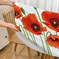 thumbnail image 3 of Red Poppies Round Table Cloth Floral Spring Flowers Bouquet Field Elastic Edged Table Cover Fade And Stain Resistant Table Cloths Easy To Clean Fits Tables 40-44" Diameter, 3 of 6