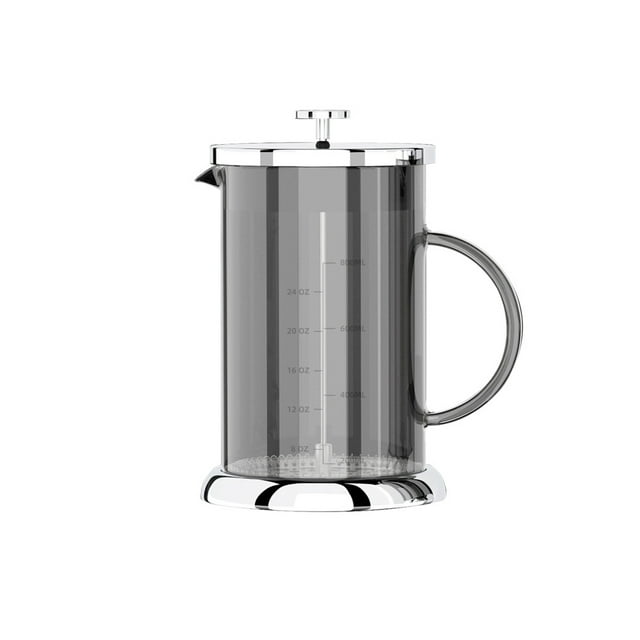 Inteprter Cafetera de prensa francesa Hervidor de agua Máquina Ware Espuma Soporte de filtro de vidrio aislado Filtro doméstico Presente Juegos de servir café y té Gris