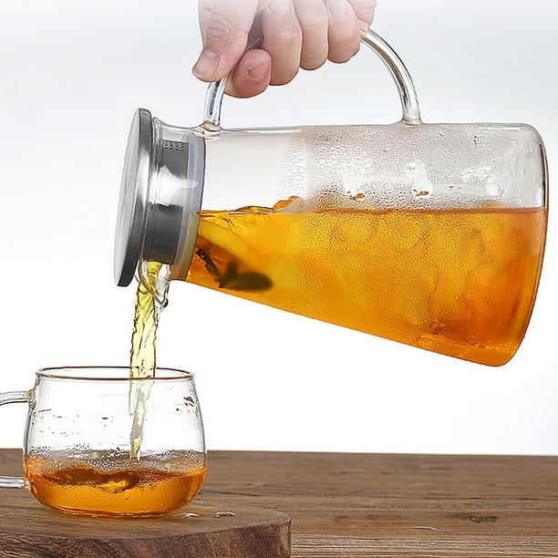 Carafe à eau en verre de 2 litres avec couvercle et bec verseur en acier  inoxydable