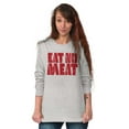 thumbnail image 4 of No Meat Vegetarian Vegan Cute Veggie Plus Size Long Sleeve Graphic Tee Shirt Brisco Brands 2X, 4 of 5