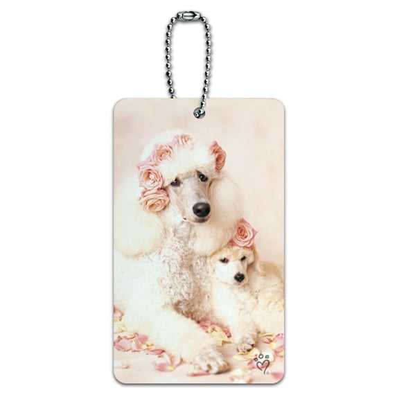 Poodles Mother and Daughter Puppy Dog Luggage Card Suitcase Carry-On ID Tag