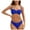 Blue, variant on Women's Twist Front V Neck High Waisted Bikini Swimsuit Drawstring Tie Side Bottom Two Piece Bathing Suit Sexy Swimwear (Black,L)