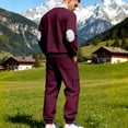 thumbnail image 5 of Yusimy Men's Fleece-Lined 2-Piece Cargo Set Half-Zip Zip-Up Stand-Up Collar Pocket Jogger Pants Casual, 5 of 9