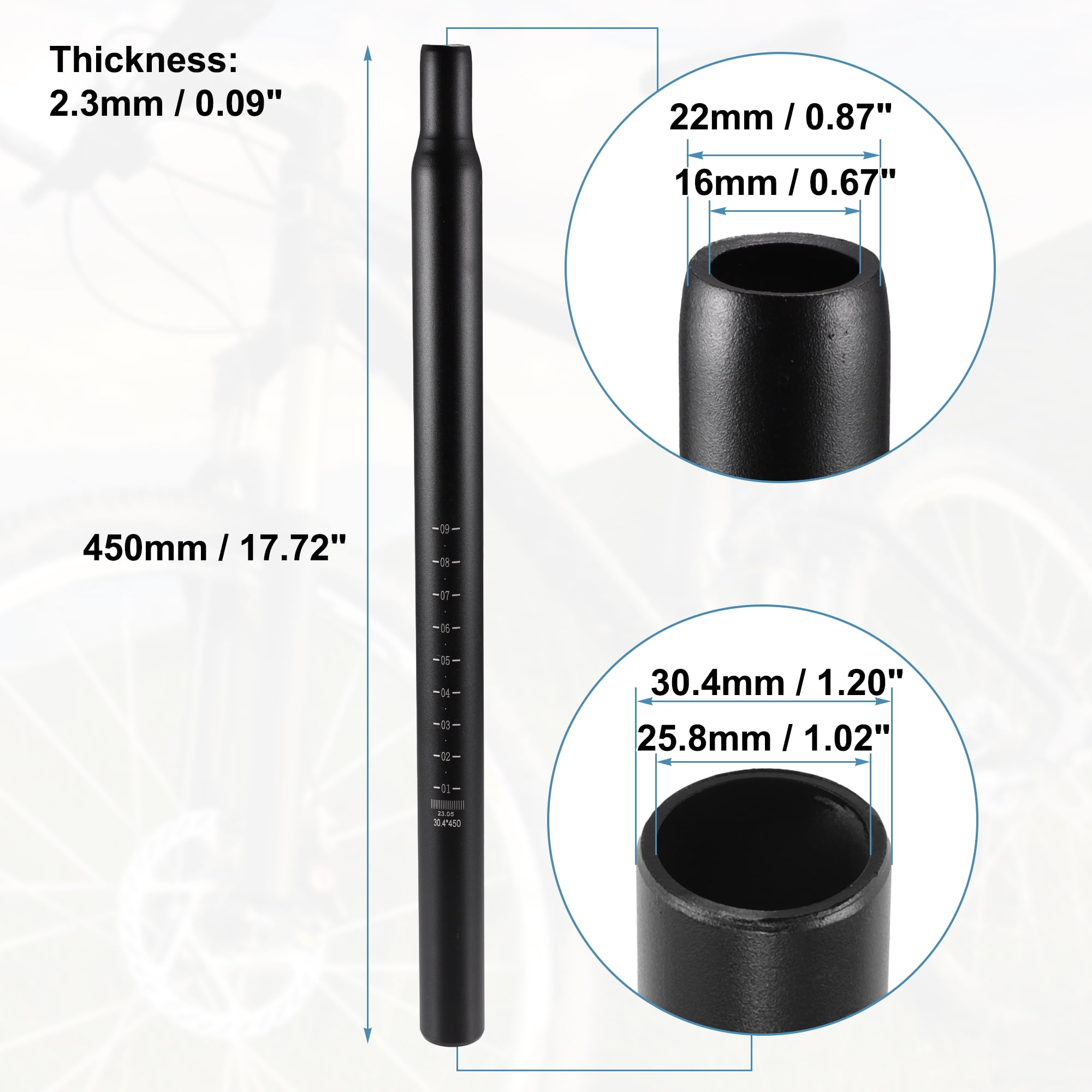 Unique Bargains Bike Aluminum Alloy Bicycle Seatpost Mountain Bike Saddle Pole 30.4x450mm