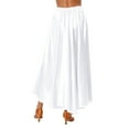 thumbnail image 2 of Zaldita Womens Satin Ruffle Maxi Skirt Full Circle Swing Long Belly Dance Skirt White 80cm, 2 of 6