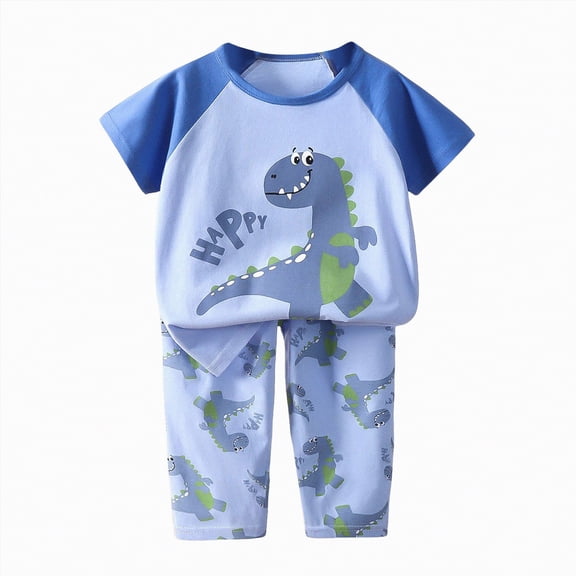 Hessimy Toddler Boy Summer Outfit Cartoon Print T-shirt Summer Clothes Short Set,Cartoon Fun(Purple,2-3 Years)