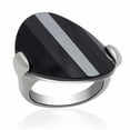 thumbnail image 1 of Alamode LO2085-10 Women Rhodium Brass Ring with AAA Grade CZ in Jet - Size 10, 1 of 1