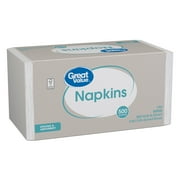 (4 pack) Great Value White Disposable Paper Napkins, 12 in x 12 in, 500 Count