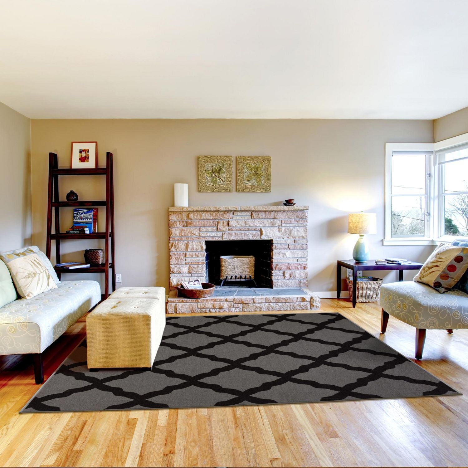 Ottomanson Glamour Collection Non-Slip Rubberback Moroccan Trellis Design Indoor Area Runner Rug