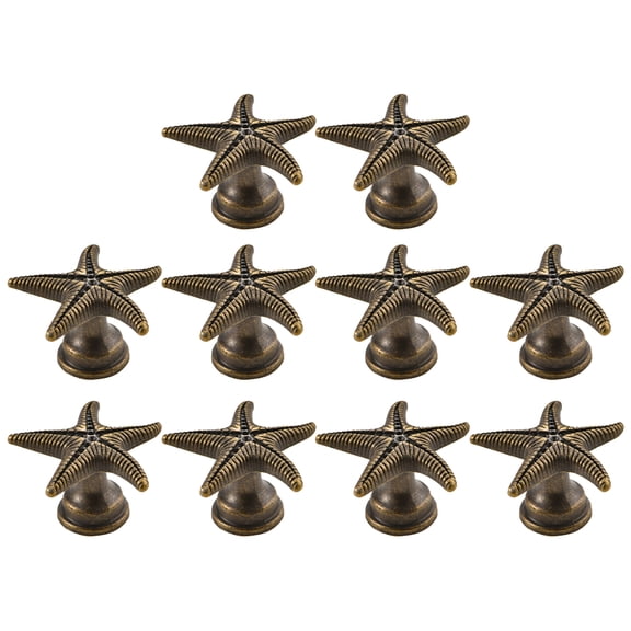 10 pcs Metal Decorative Vintage Single Hole Cabinet Knobs for Dresser Drawers Sea Star