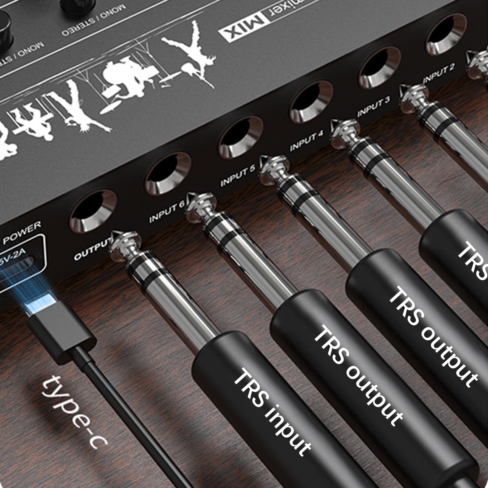 Audio Mixer,6-channel Audio Stereo Metal Shell Usb Stereo Line Mono/6.5 Dual Channels Shell Usb Type-c 6.35mm Mono/6.5 Dual Dsfen Mewmewcat Rusuo 6-channel Mer Stereo Line Mer Metal