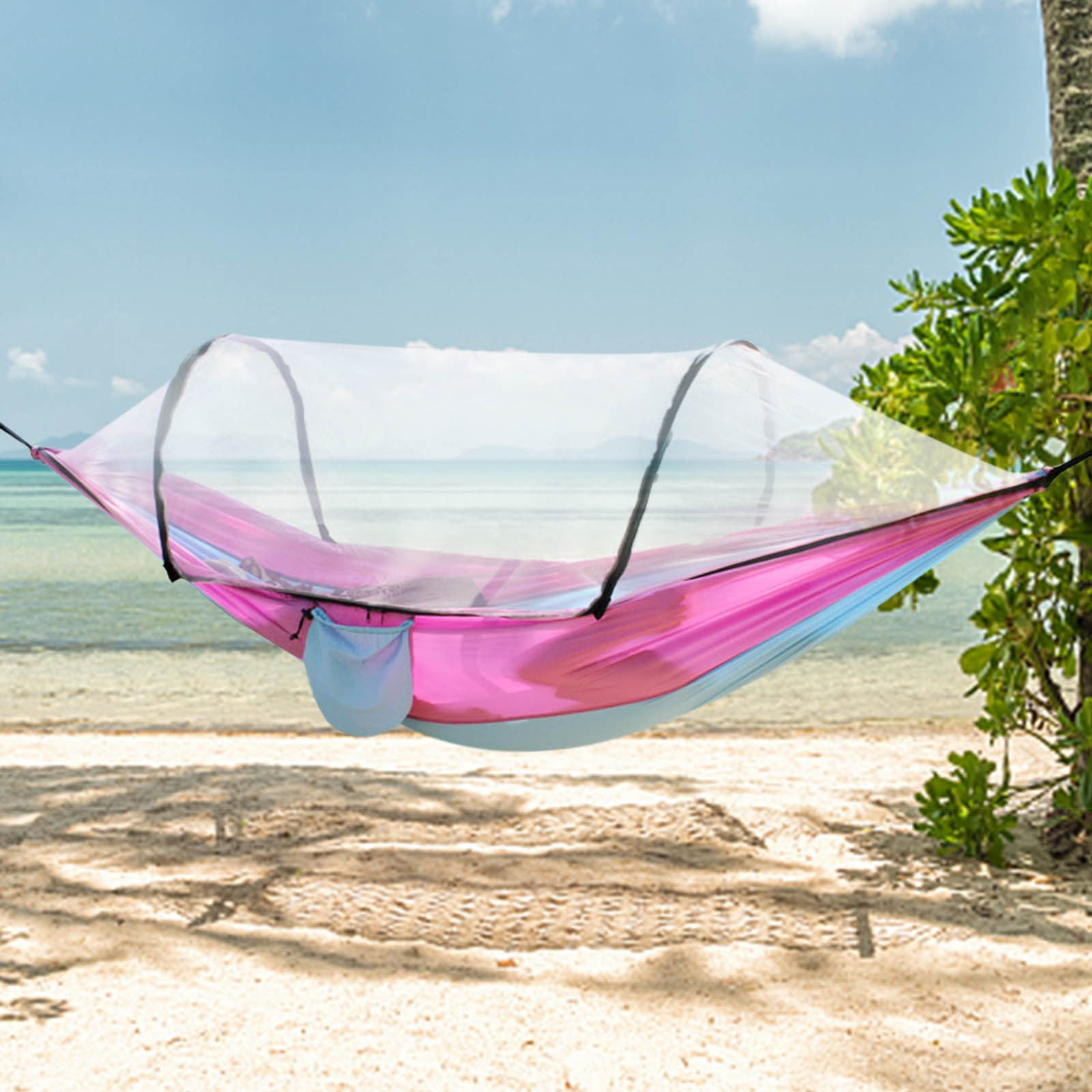 Matoen Camping Hammock, Portable Double/Single Travel Hammock Insect Netting Nylon Hammock Swing for Backyard Garden Camping Backpacking Survival Travel