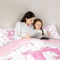 thumbnail image 4 of Erosebridal Bow Letter E Twin Bedding Sets for Girls, Pink Watercolor Ribbon Bedding Comforter Set, Pink Reversible, 7pcs, 4 of 6
