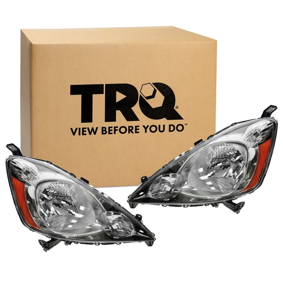 TRQ 2 Piece Headlight Assembly Set Driver & Passenger Side Fits 2009-2011 Honda Fit Sport HO2502137 HO2503137