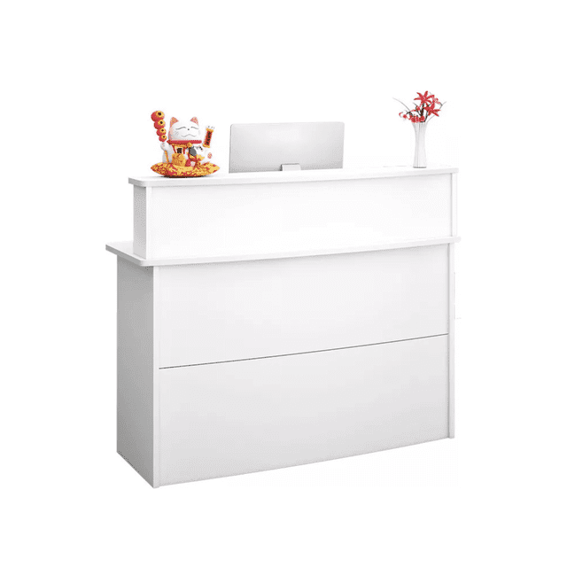 Escritorio de Recepción Moderno Blanco Mostrador Pequeño con Cajón para Oficina y Sala de Espera Perfecto para Recepcionistas y Pagos 120 * 102 * 45cm