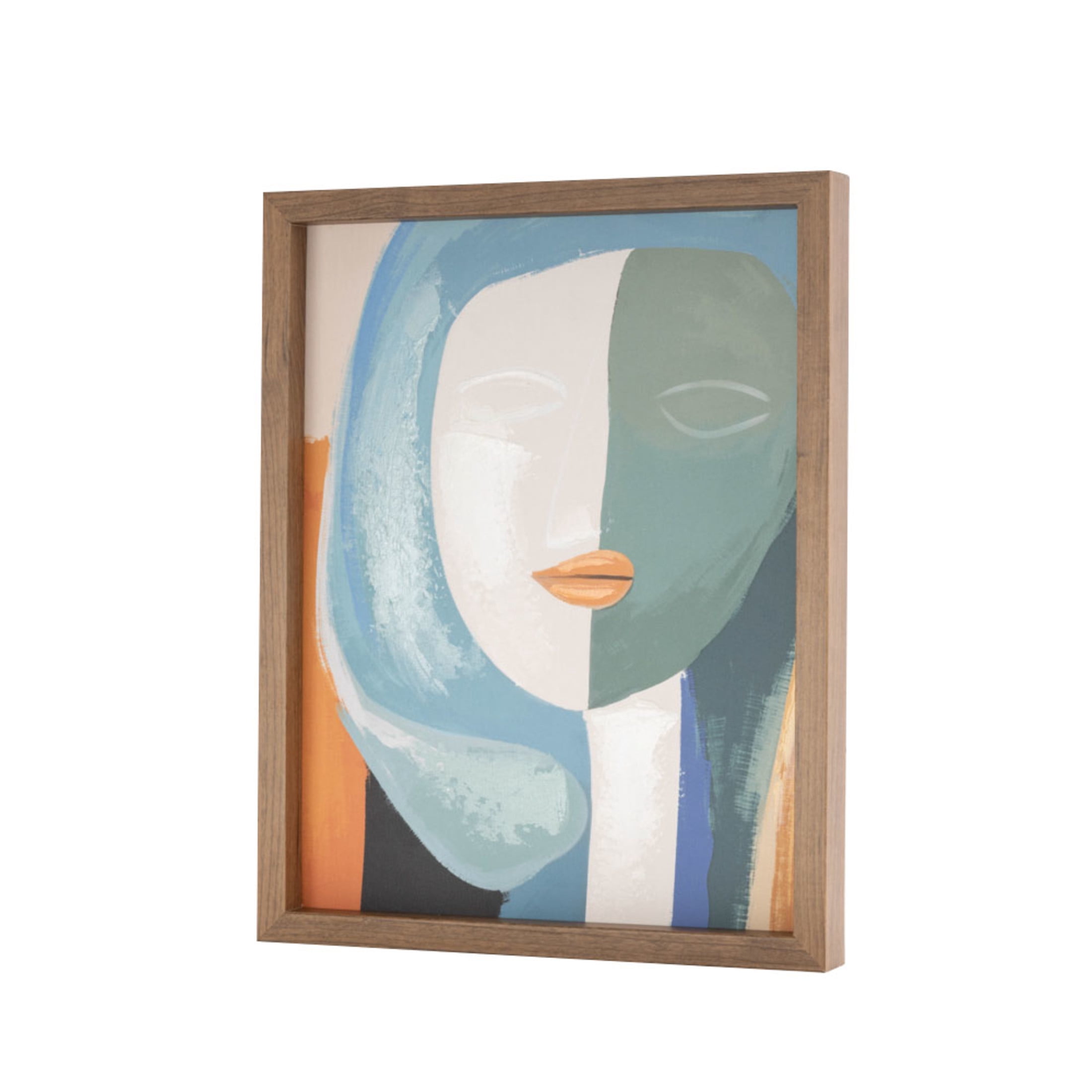 14" x 11" Impressionist Woman Framed Wall Art with Brushed Paint Strokes and Brown Frame, by DecMode