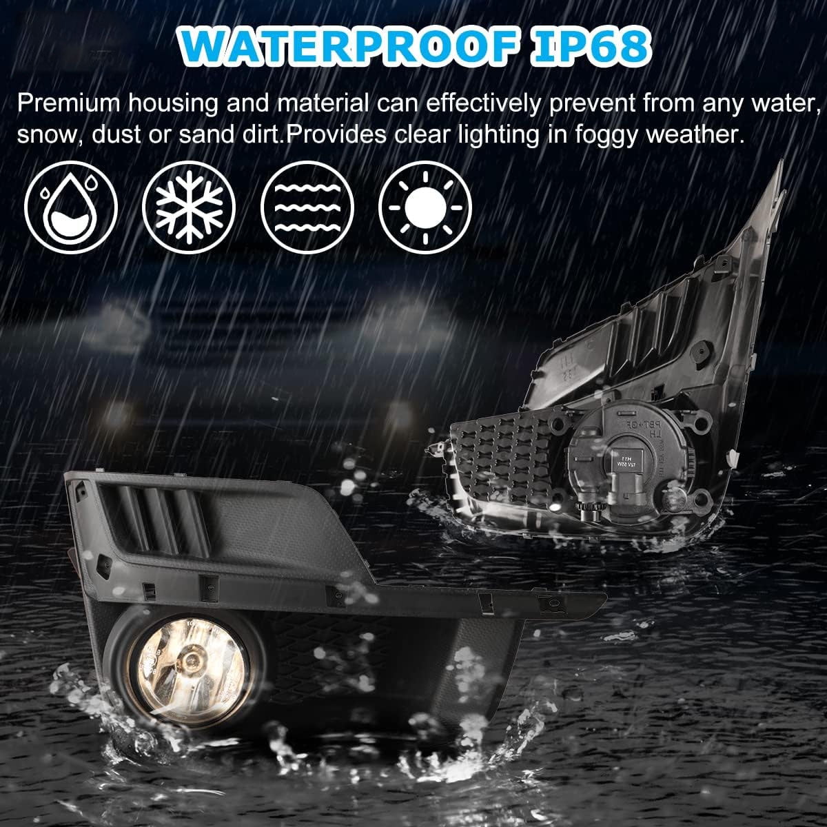 1 Pair Fog Lights Assembly Fit for Subaru Impreza 2015 2016,w/H11 12V55W Bulbs + Wiring Harness (Black Housing Clear Lens)
